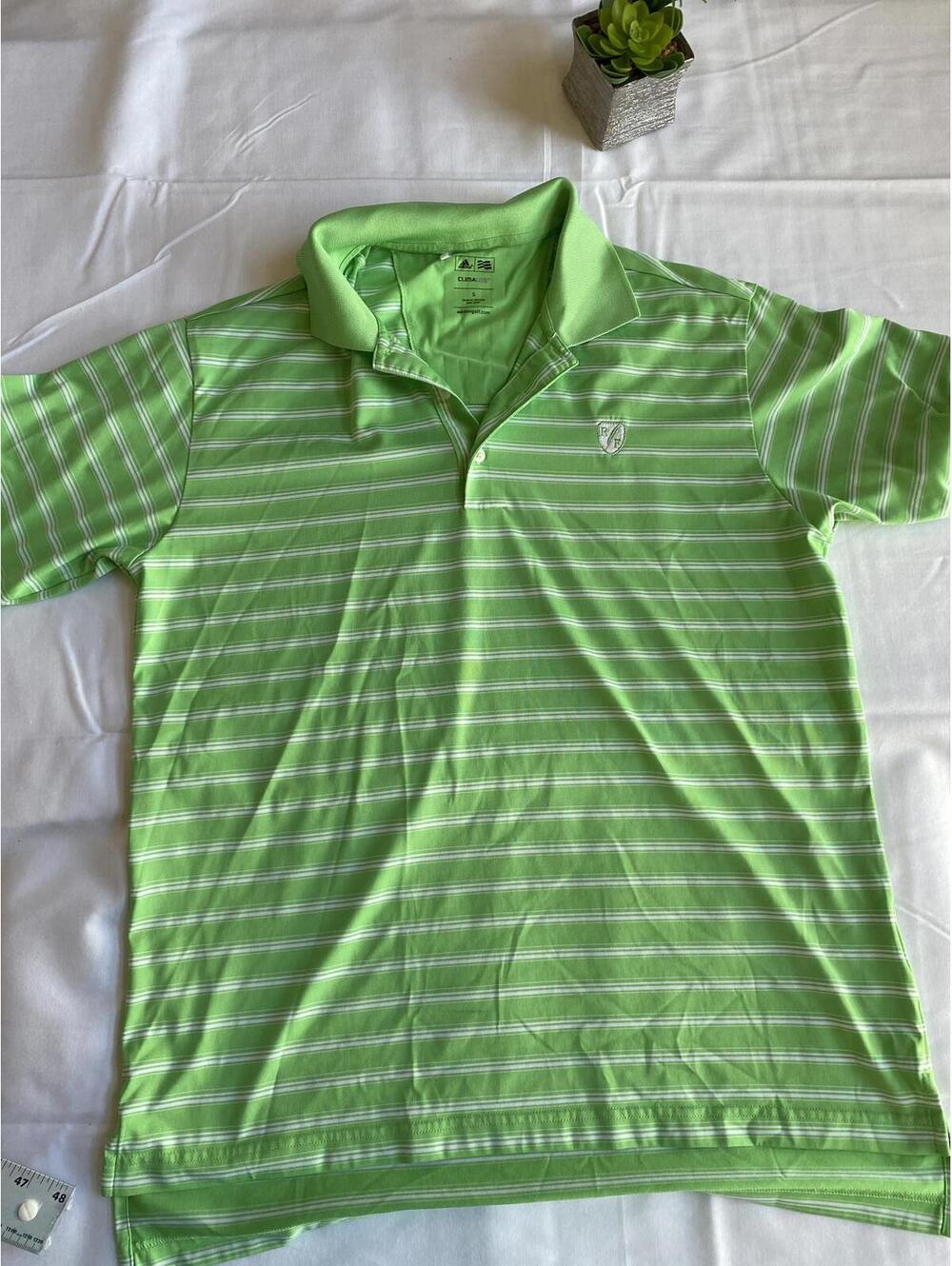 Adidas Climalite Green Striped Golf Polo Shirt Small